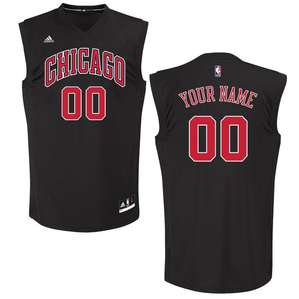 Men Chicago Bulls Adidas Black Custom Chase NBA Jersey
